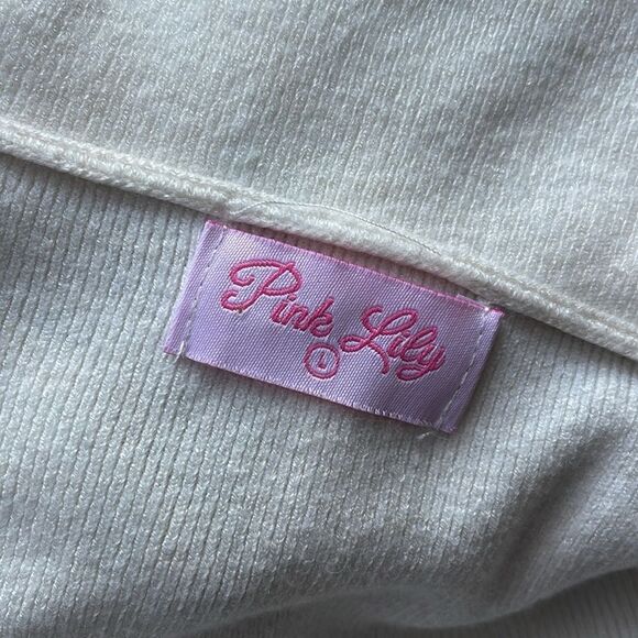 Pink Lily Large Long Sleeve Ivory/Navy Striped Quarter Zip Pullover Super Soft - Picture 4 of 5